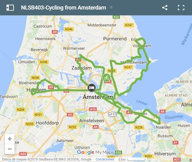 Mapa rutas en bici alrededor de Amsterdam