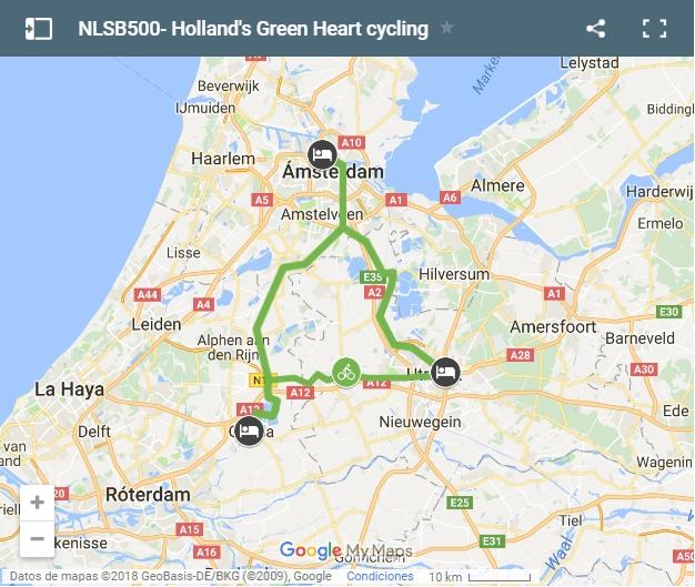 Mapa rutas en bici en el corazón verde de Holanda