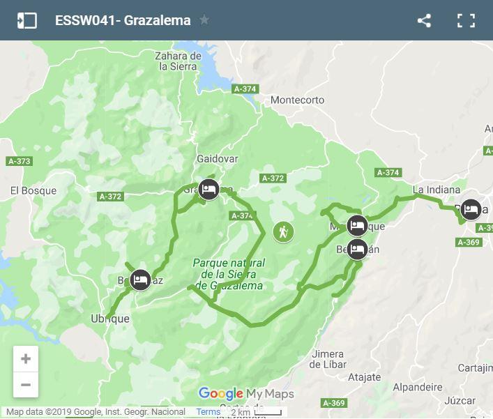 Mapa rutas senderismo Grazalema