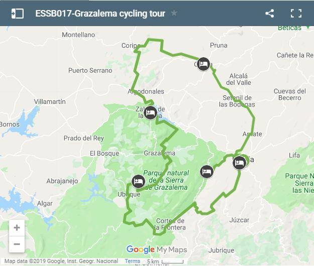 Mapa rutas en bici Sierra de Grazalema 
