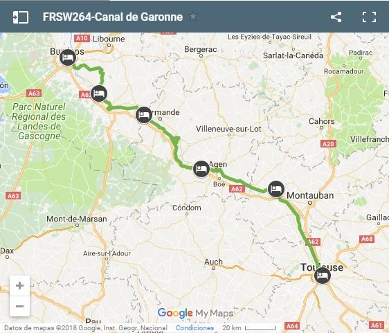 FRSB264-Canal de la Garonne cycling trip mapa