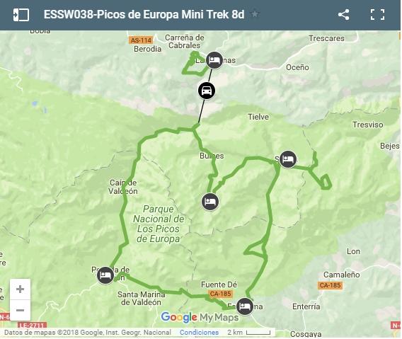 Picos de Europa Mini Trek map