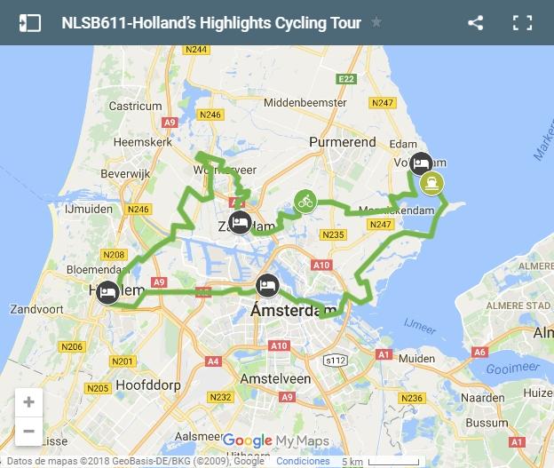 Mapa rutas en bici por Holanda