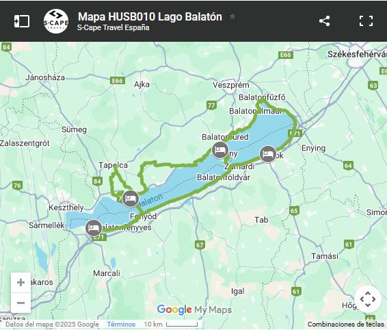 Mapa ruta en bici alrededor del Lago Balatón