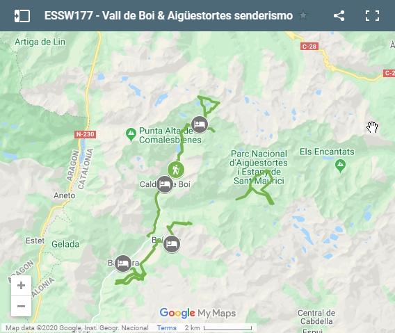 Mapa rutas de senderismo Vall de Boi