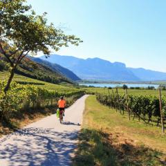 Ciclista bajando en bici hacia el Lago Garda