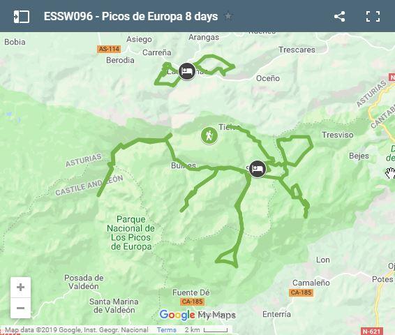 Mapa rutas Picos de Europa