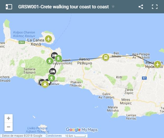 Mapas rutas senderismo en Creta