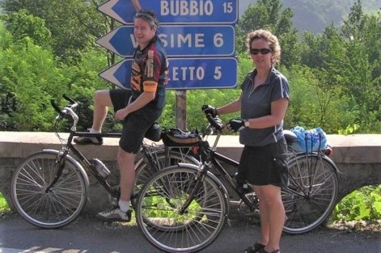 Ciclistas en Piamonte