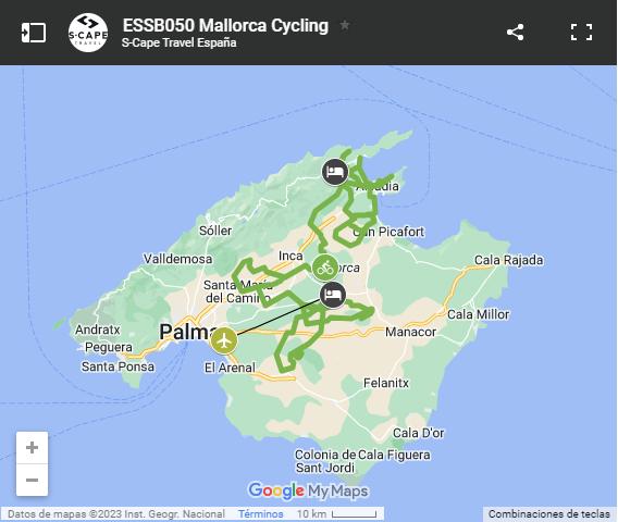 Mapa rutas en bici norte de Mallorca