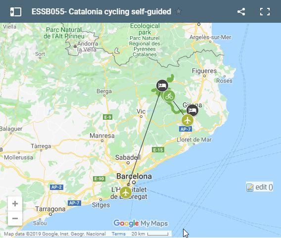 Mapa rutas en bici por Cataluña