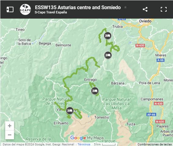 Mapa rutas a pie por Somiedo y Teverga
