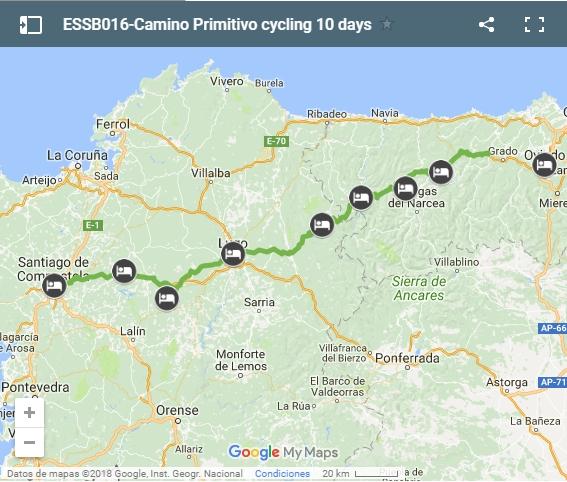 ESSB016-Camino primitivo cycling tour map