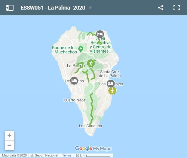 Mapa rutas de senderismo en la Palma
