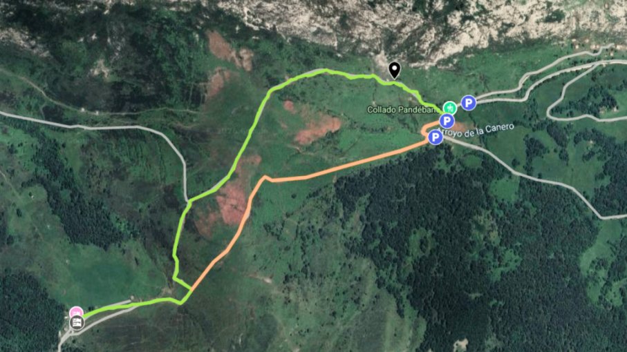 Mapa ruta al refugio de la Terenosa