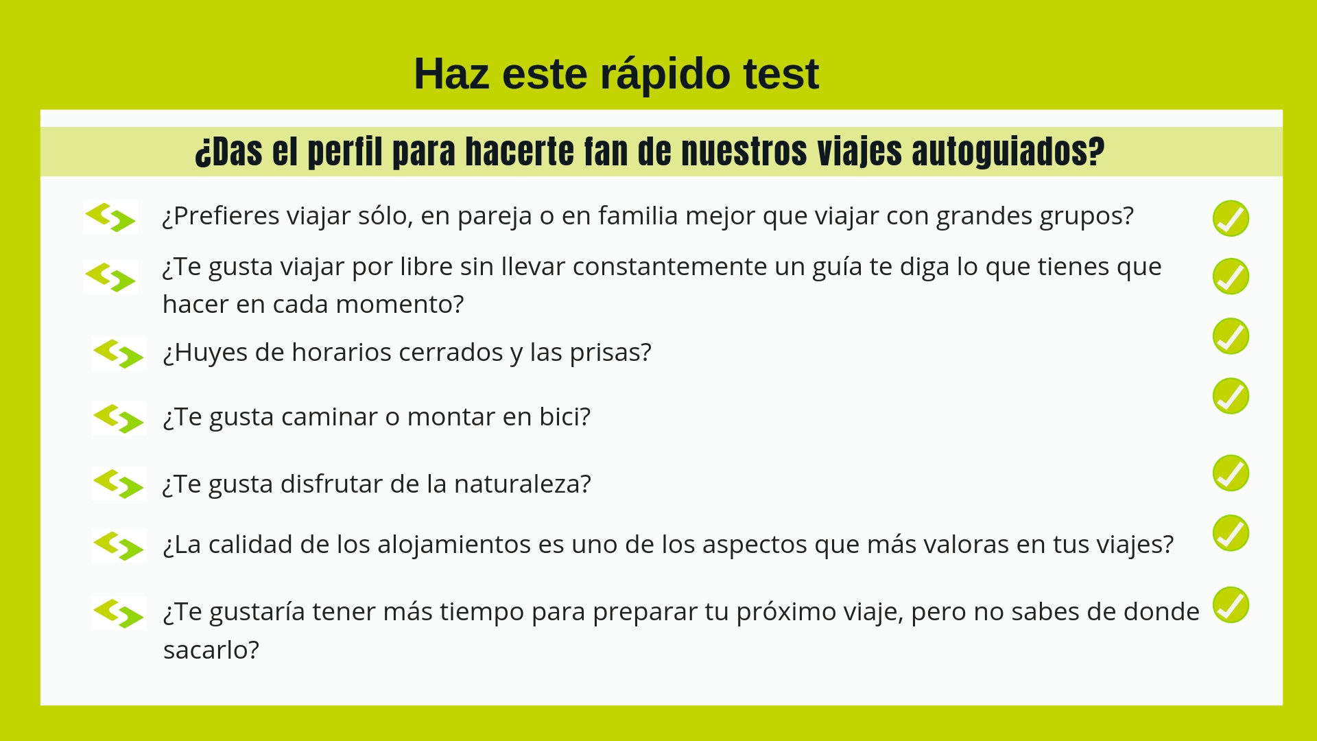 Test para ver si te gustarían los viajes autoguiados