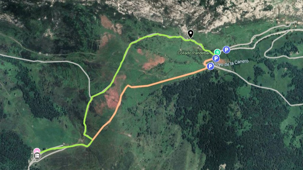 Mapa ruta al refugio de la Terenosa