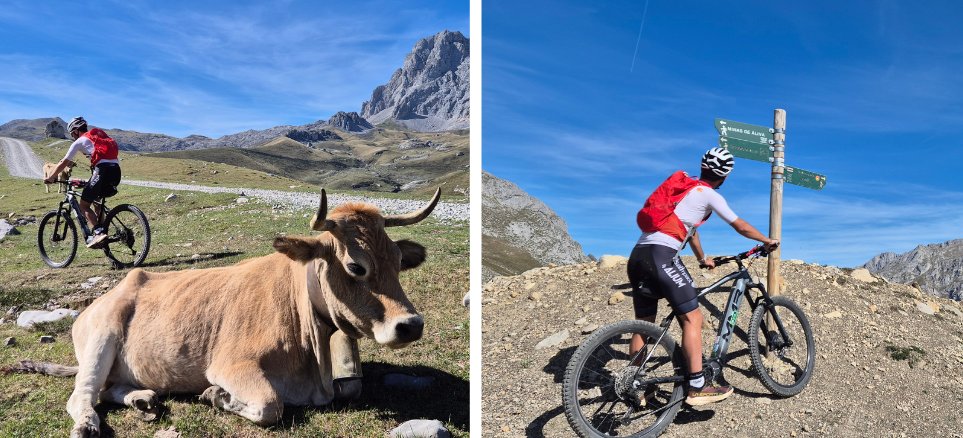 Ciclista en el valle de Áliva, Picos de Europa